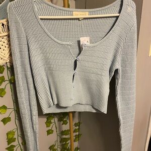 LA Hearts Light Blue Ribbed Knit Top